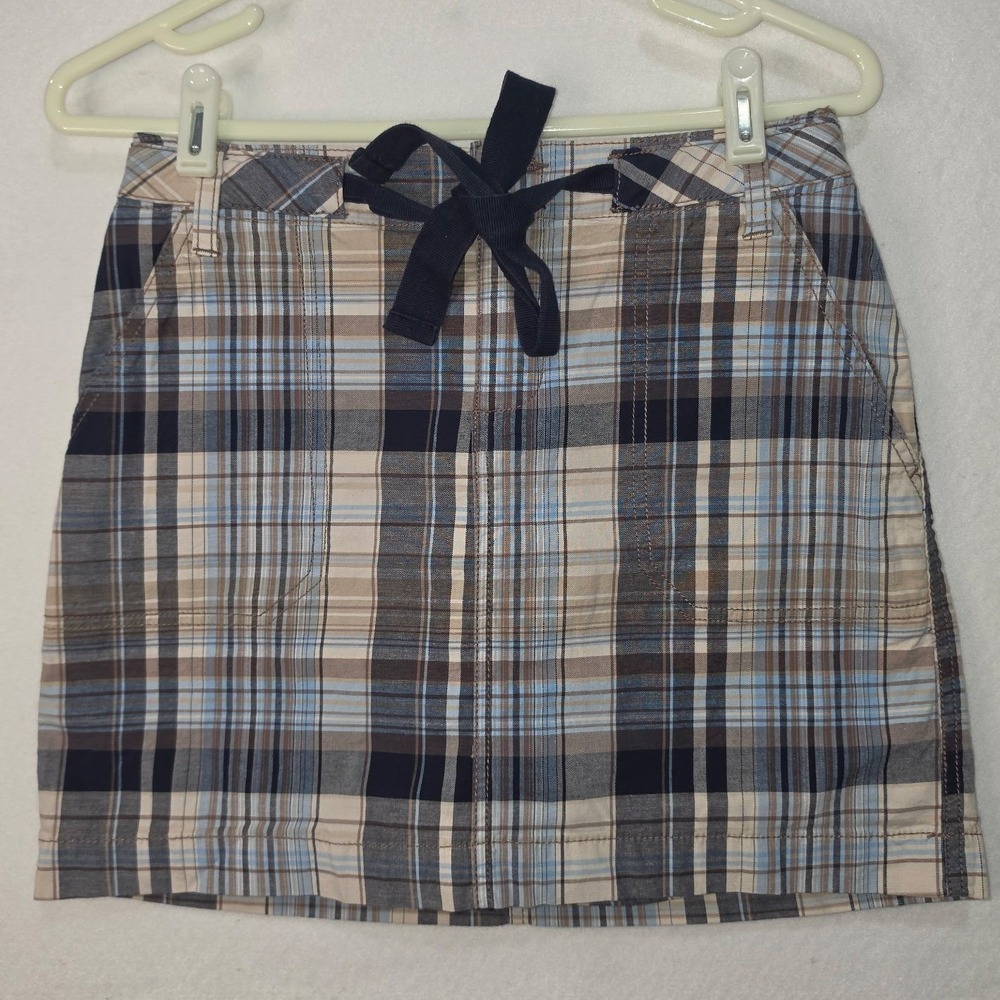 Preppy Blue Brown Plaid Skort Mini Skirt with Shorts Size 4